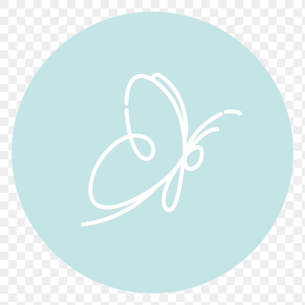 PNG butterfly doodle Instagram story highlight cover, line art icon, transparent background