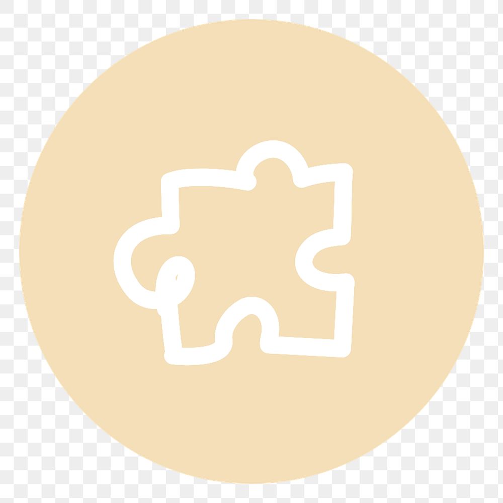 PNG jigsaw brown Instagram story highlight cover, line art icon, transparent background
