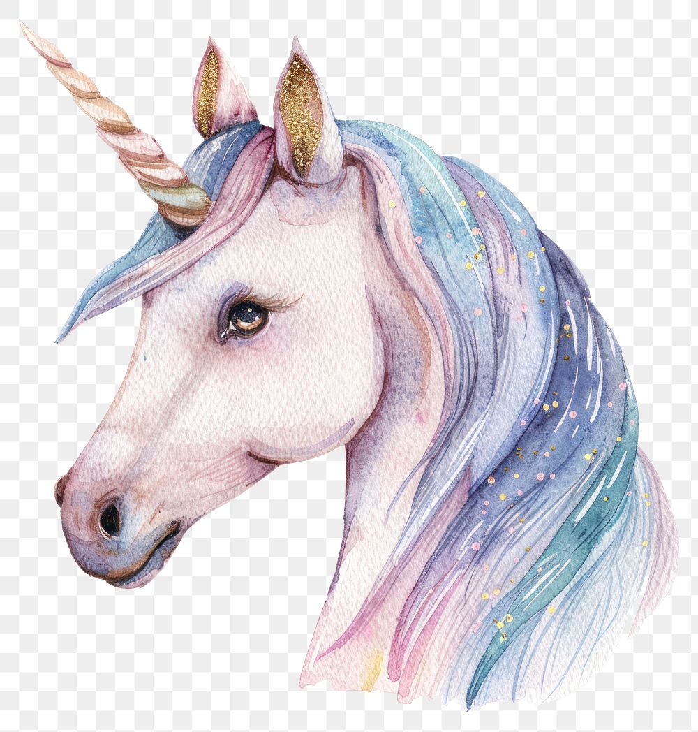 PNG Cute pastel unicorn illustrated drawing sketch.