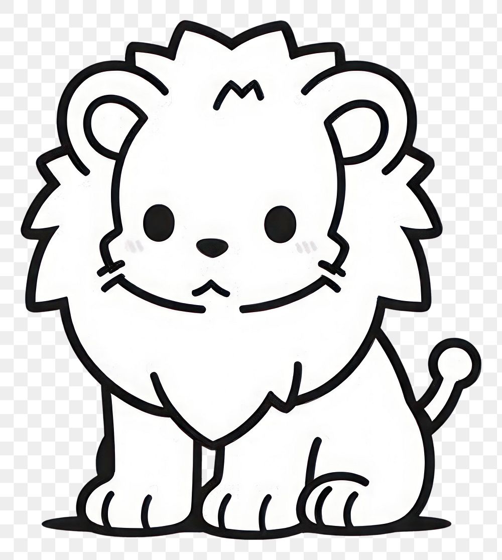 PNG Lion Animal illustrated stencil drawing.