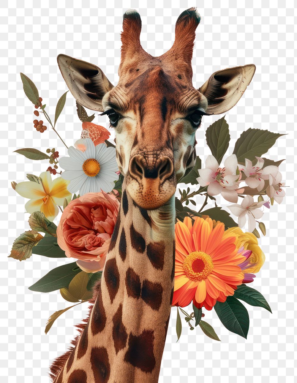 PNG Giraffe wildlife blossom animal.