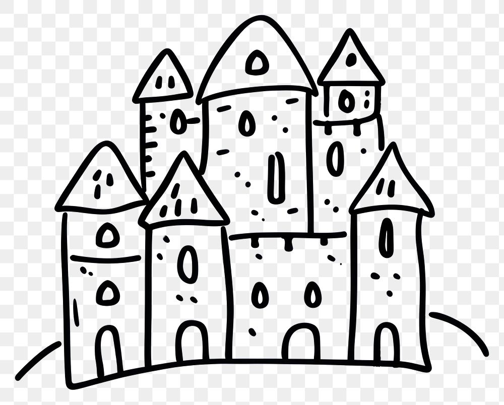 PNG Minimalist symmetrical castle doodle architecture illustrated.