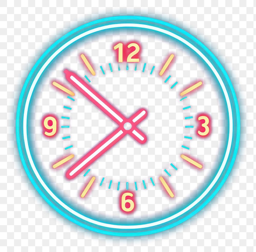 PNG Clock icon neon light disk.