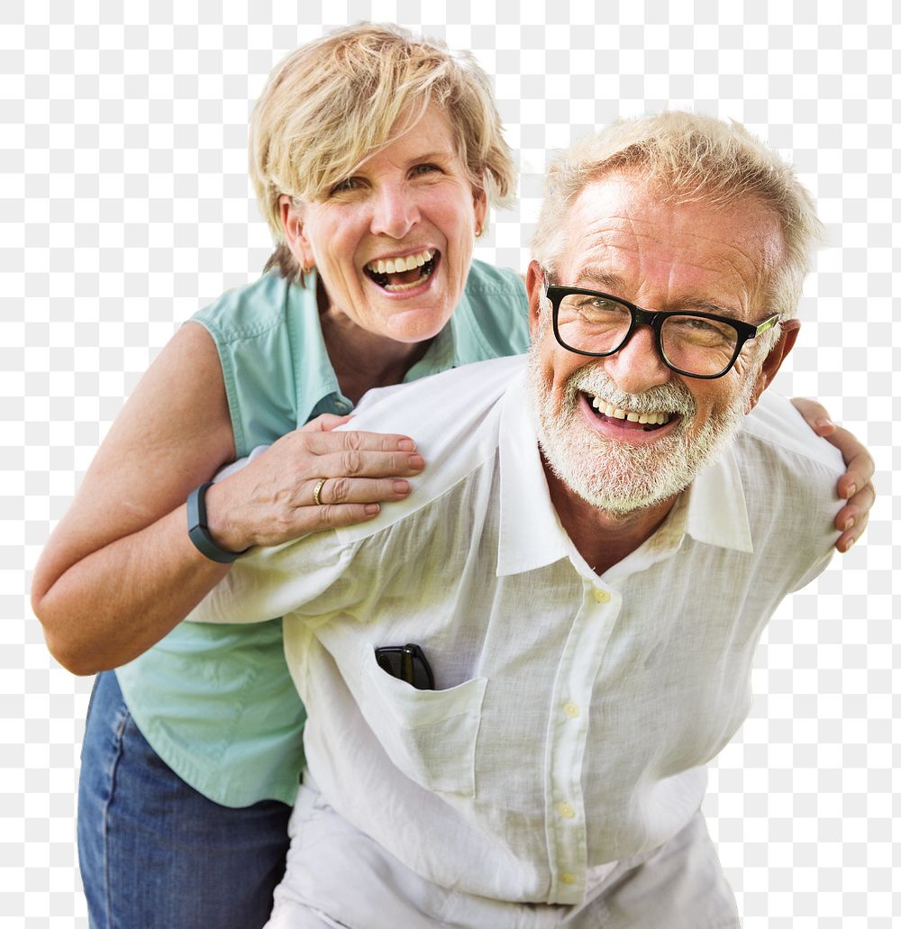PNG happy senior couple, transparent background