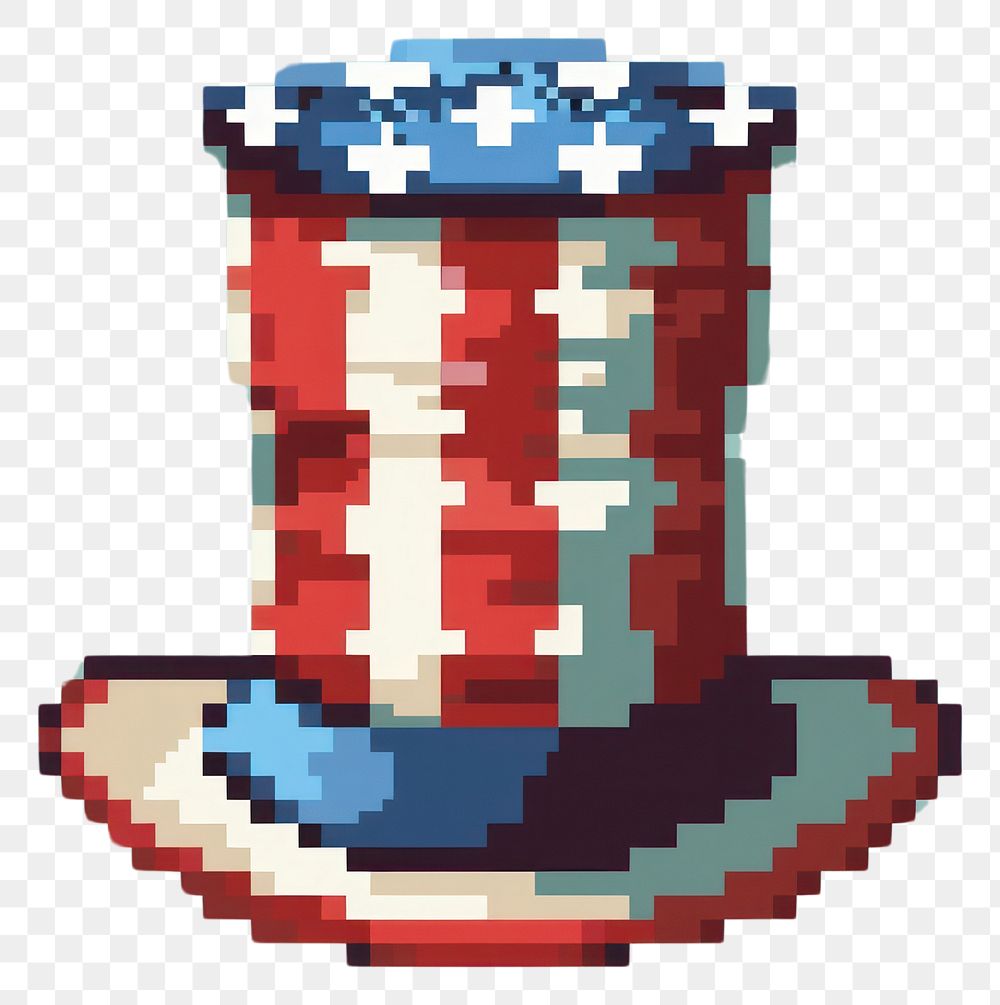 PNG American flag top hat pixel clothing dynamite weaponry.