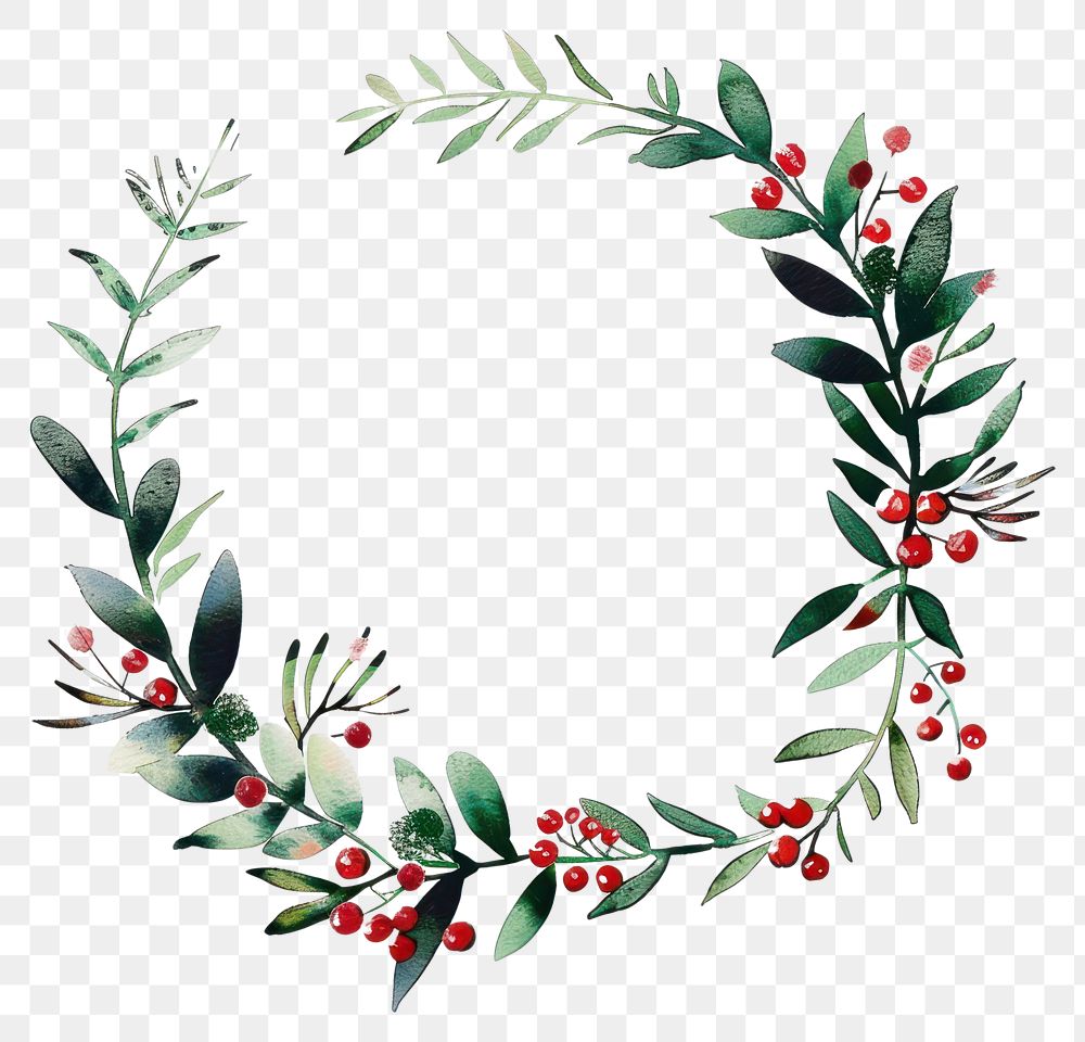 PNG Christmas wreath graphics pattern herbal.
