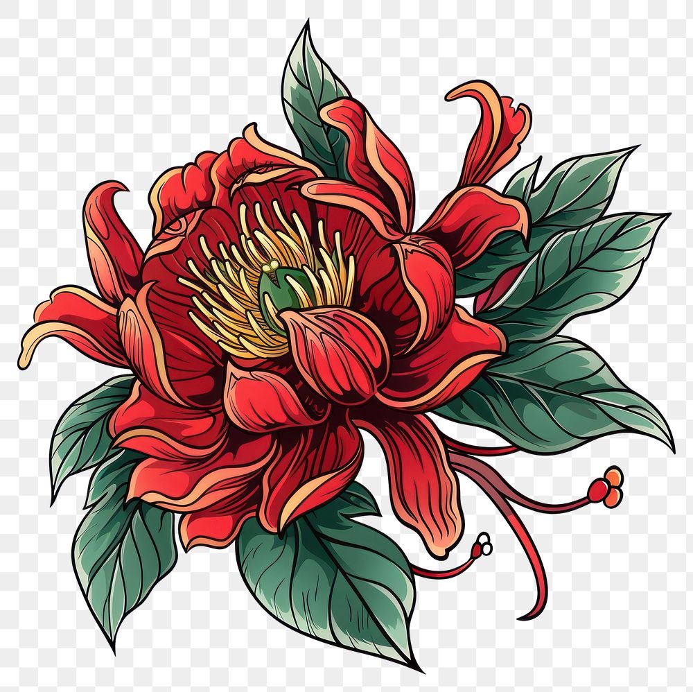 PNG Tattoo illustration of a higanbana flower graphics blossom pattern.