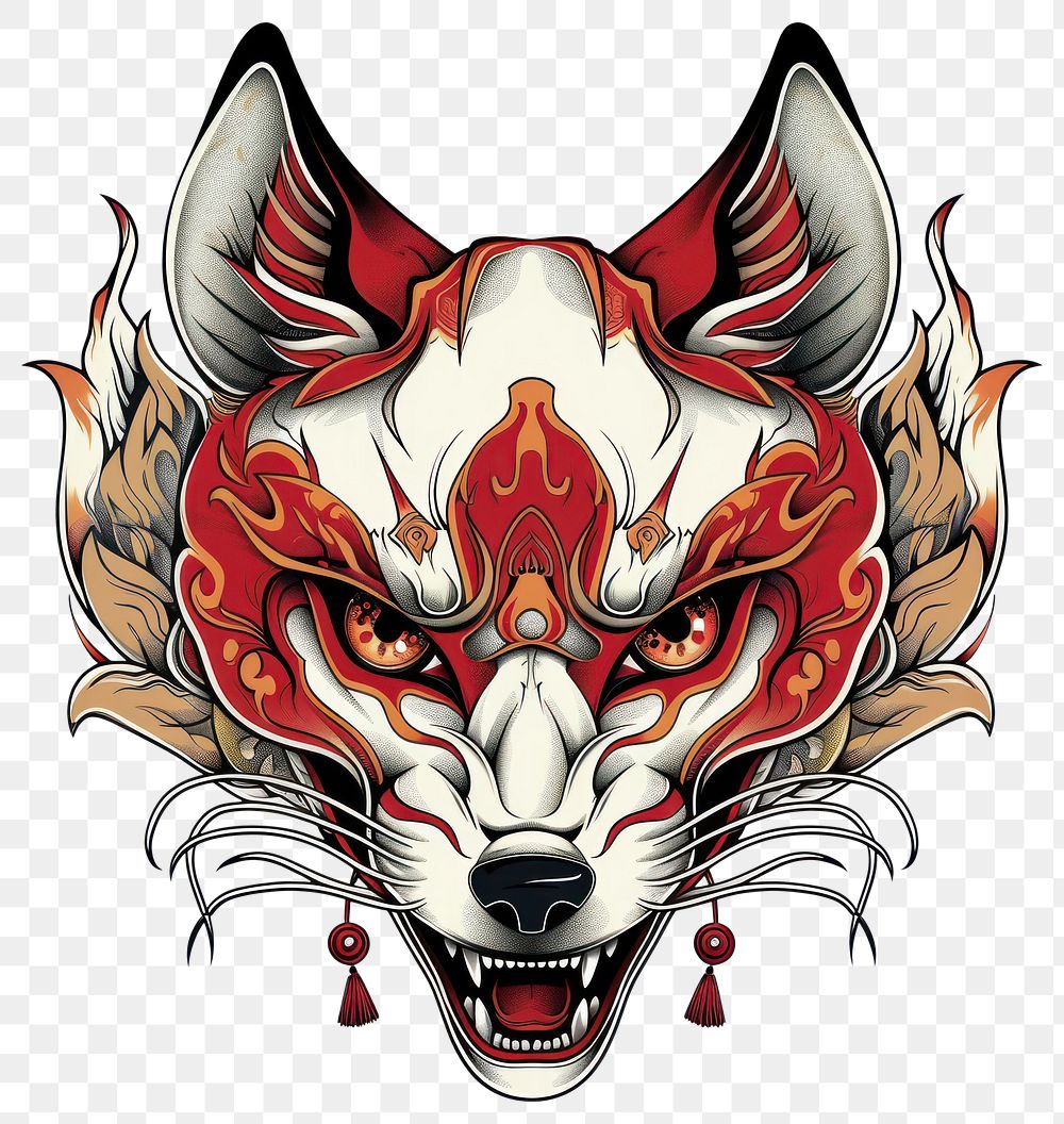 PNG Tattoo illustration of a fox mask person human skin.