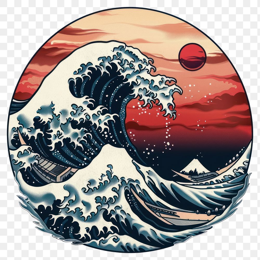 PNG Tattoo illustration of a hokusai wave outdoors document passport.