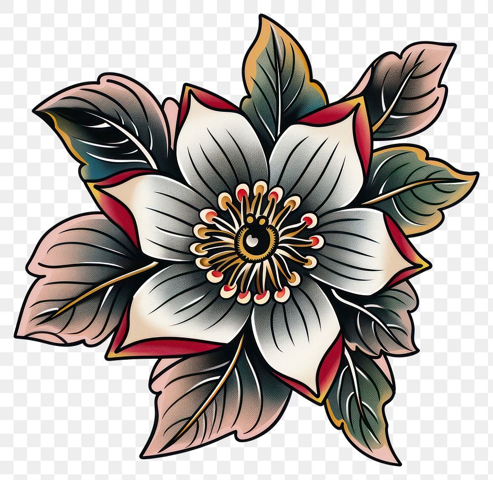 PNG Tattoo illustration of a higanbana flower graphics blossom pattern.