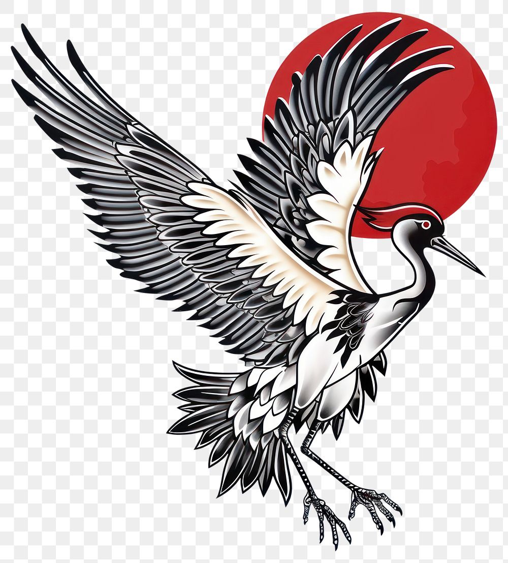 PNG Tattoo illustration of a cranes waterfowl animal stork.