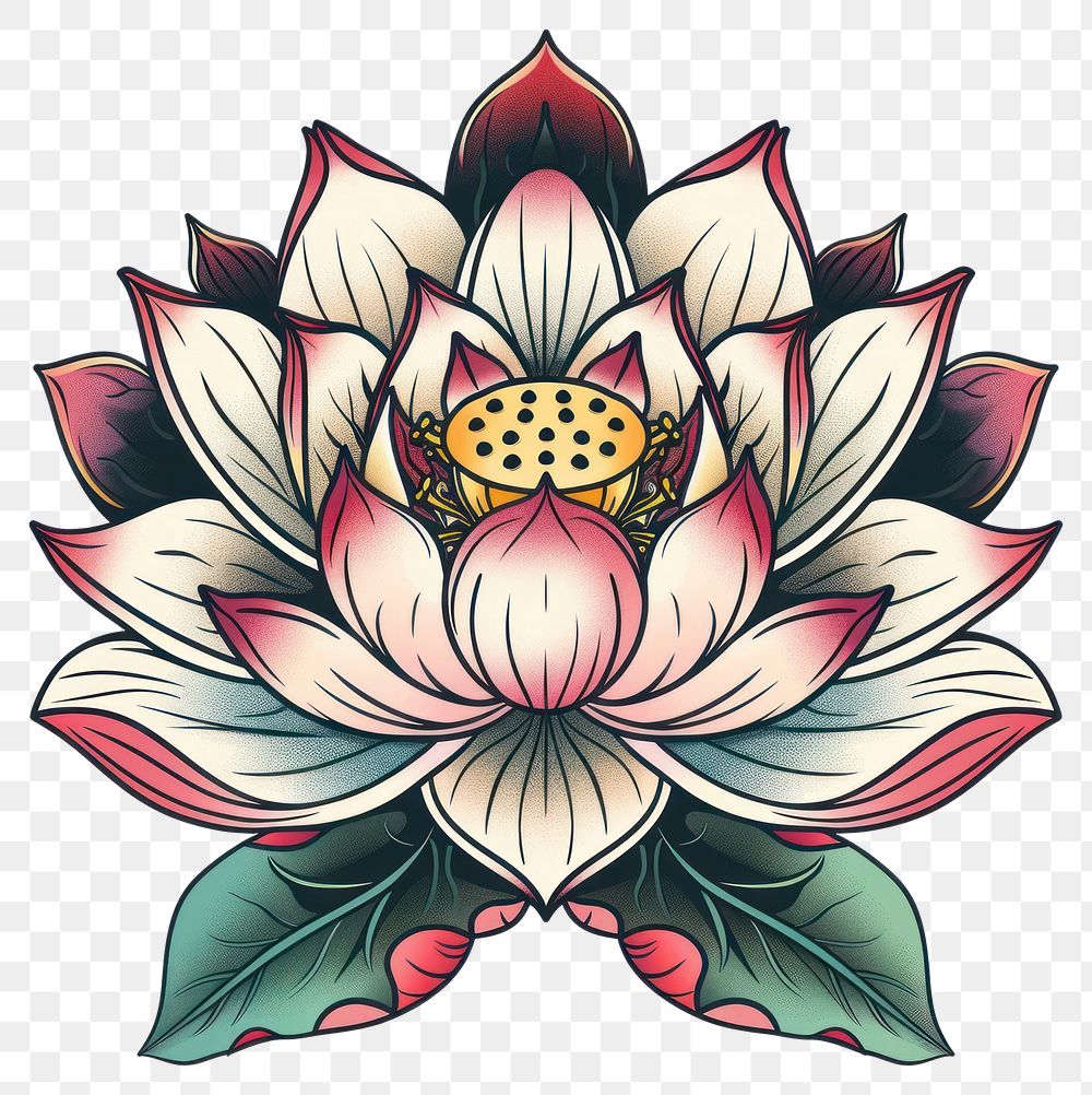 PNG Tattoo illustration of a lotus blossom pattern dahlia.