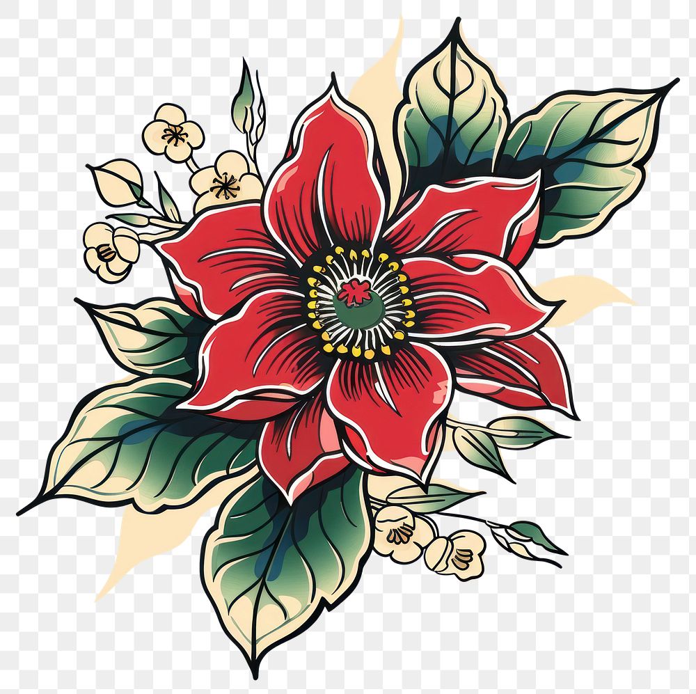 PNG Tattoo illustration of a higanbana flower embroidery graphics pattern.