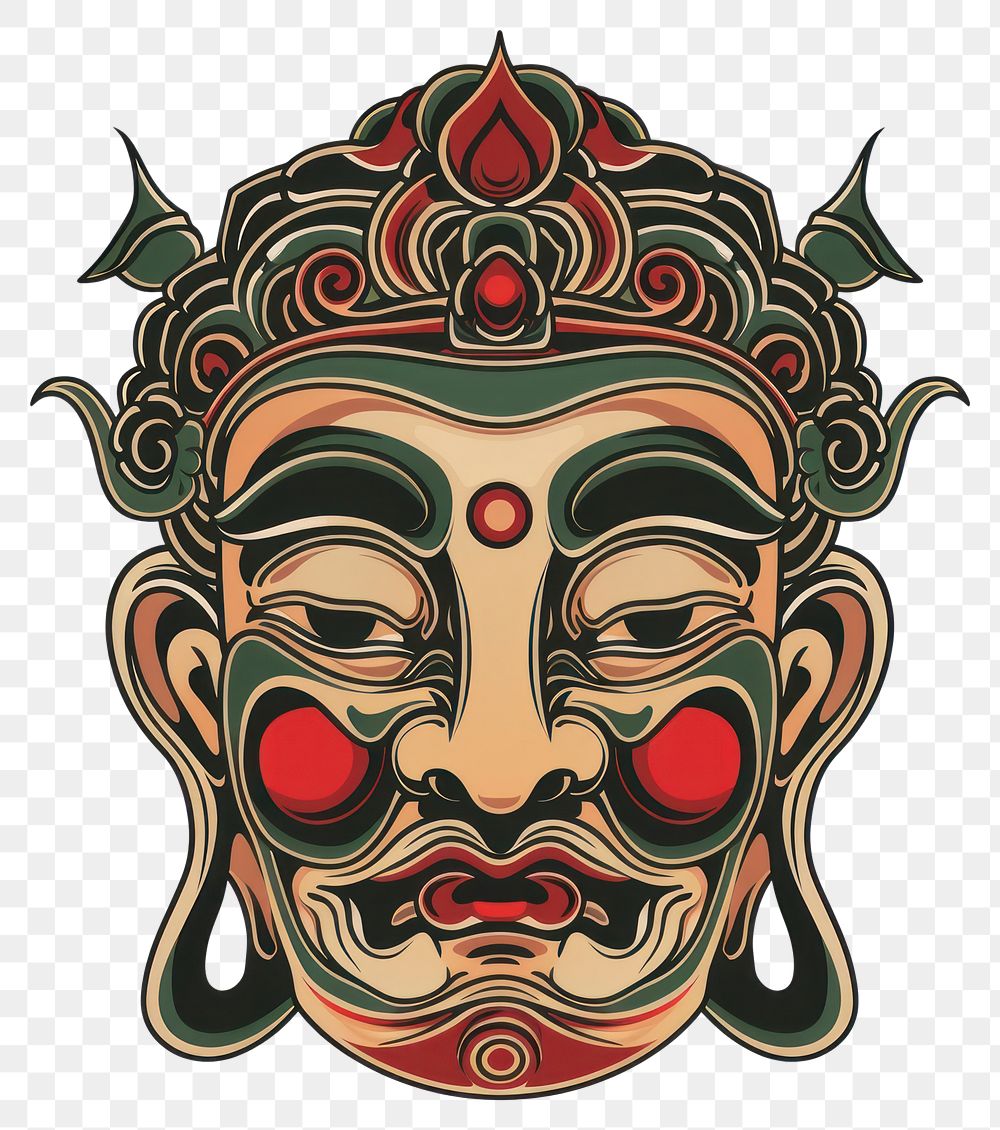 PNG Tattoo illustration of a buddhist face illustrated drawing person.