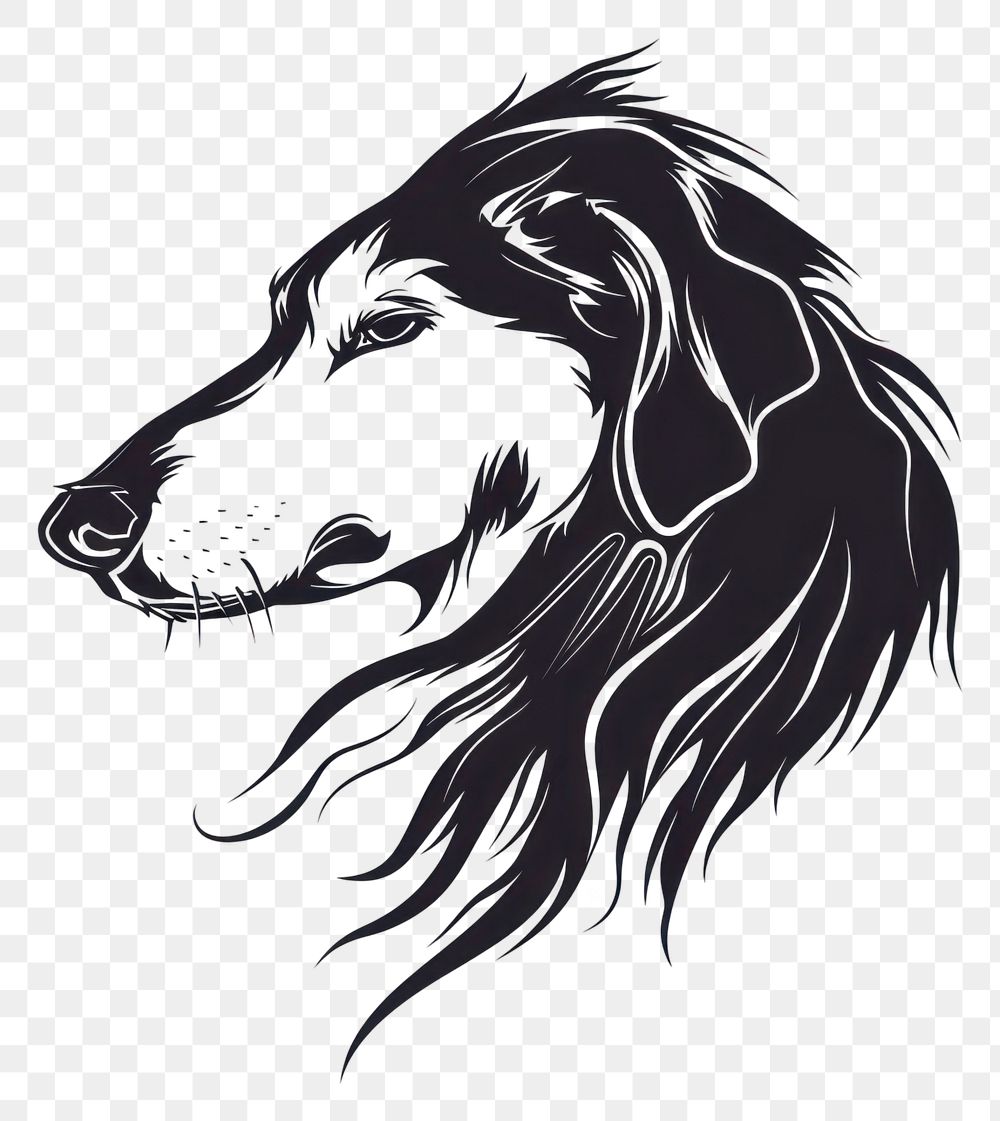PNG Borzoi dog illustrated drawing stencil.