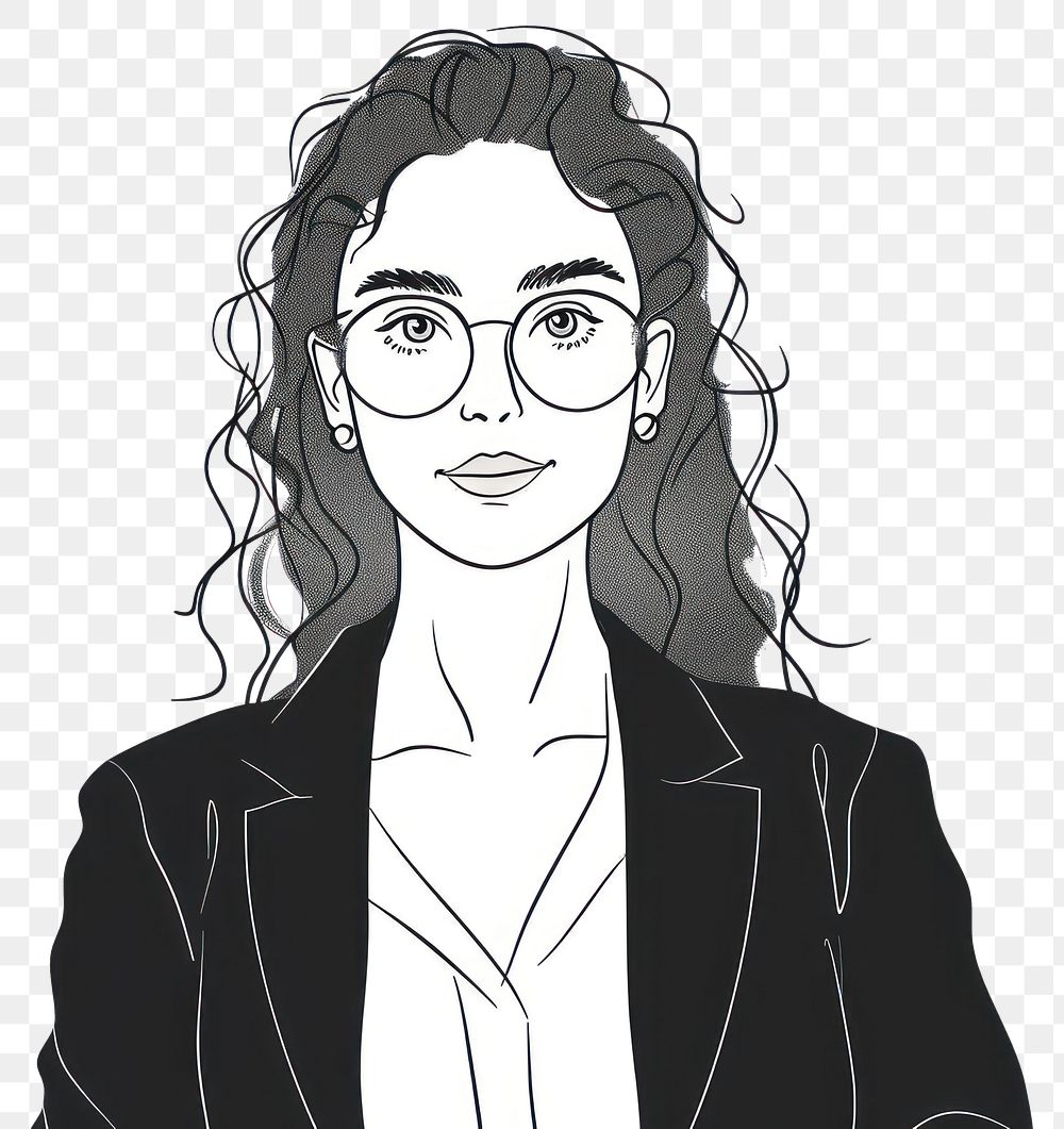 PNG Business woman drawing face illustrated.