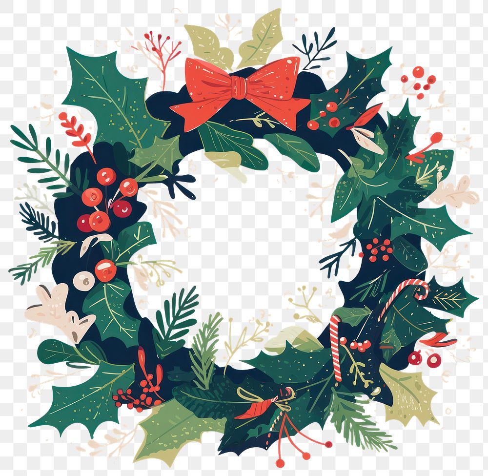 PNG Christmas wreath art graphics pattern.