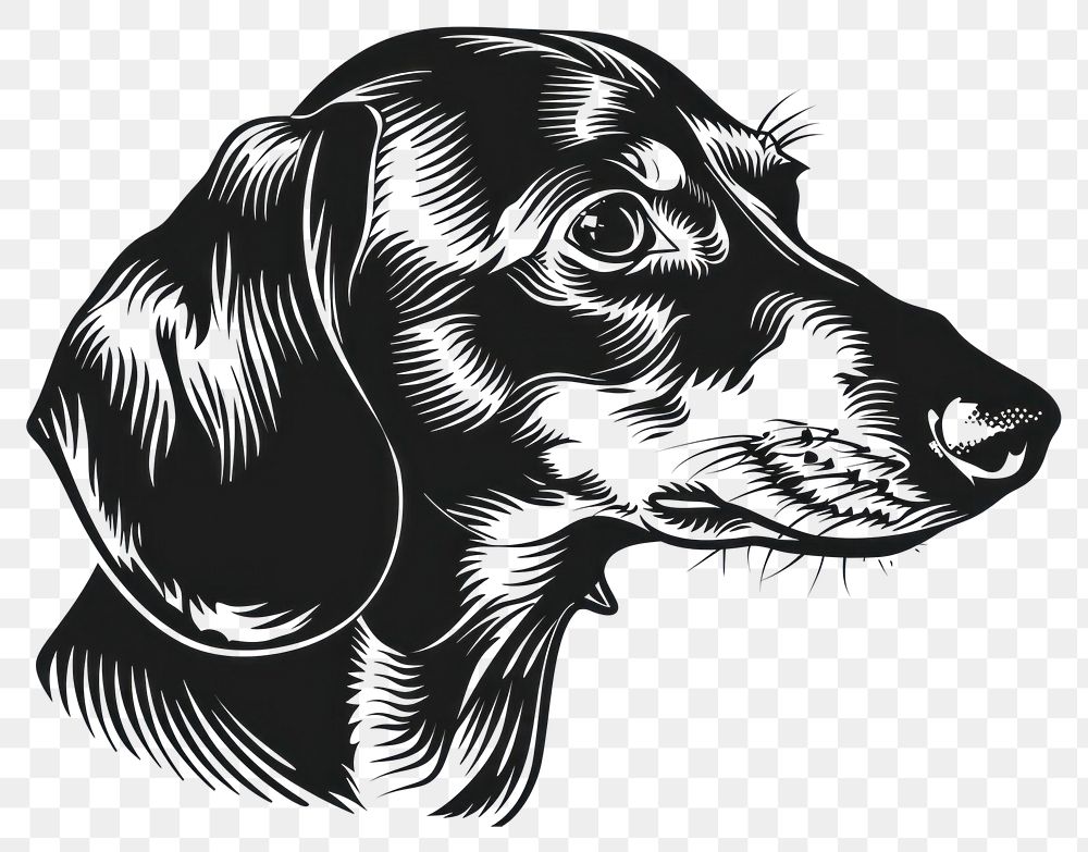 PNG Dachshund dog illustrated wildlife drawing.
