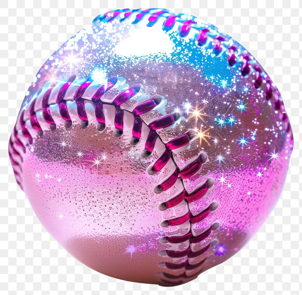PNG Glitter baseball ball sticker softball purple sphere.