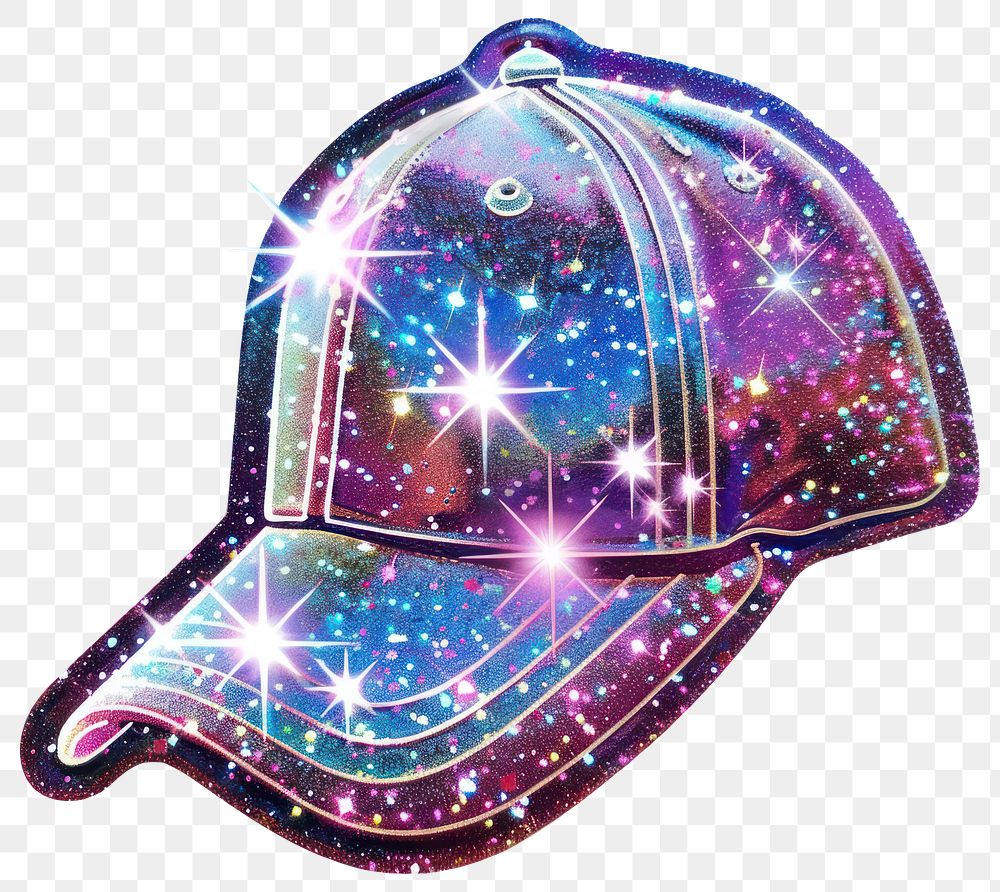 PNG Glitter baseball cap sticker clothing apparel hat.