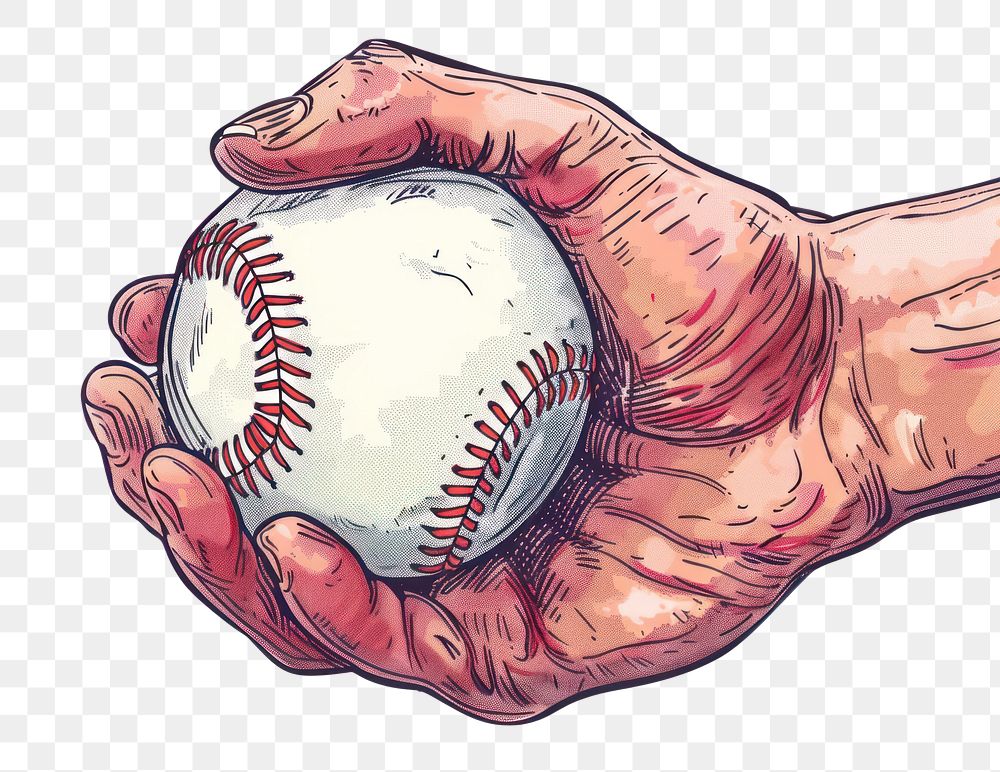 PNG Human hand holding baseball ball human softball clothing.