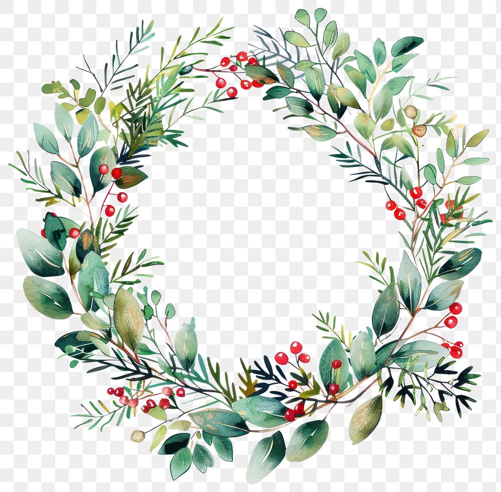 PNG Christmas wreath graphics pattern herbal.