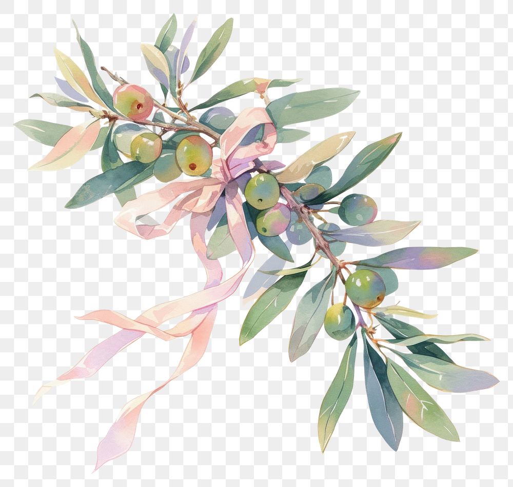 PNG Coquette olive branch art graphics pattern.