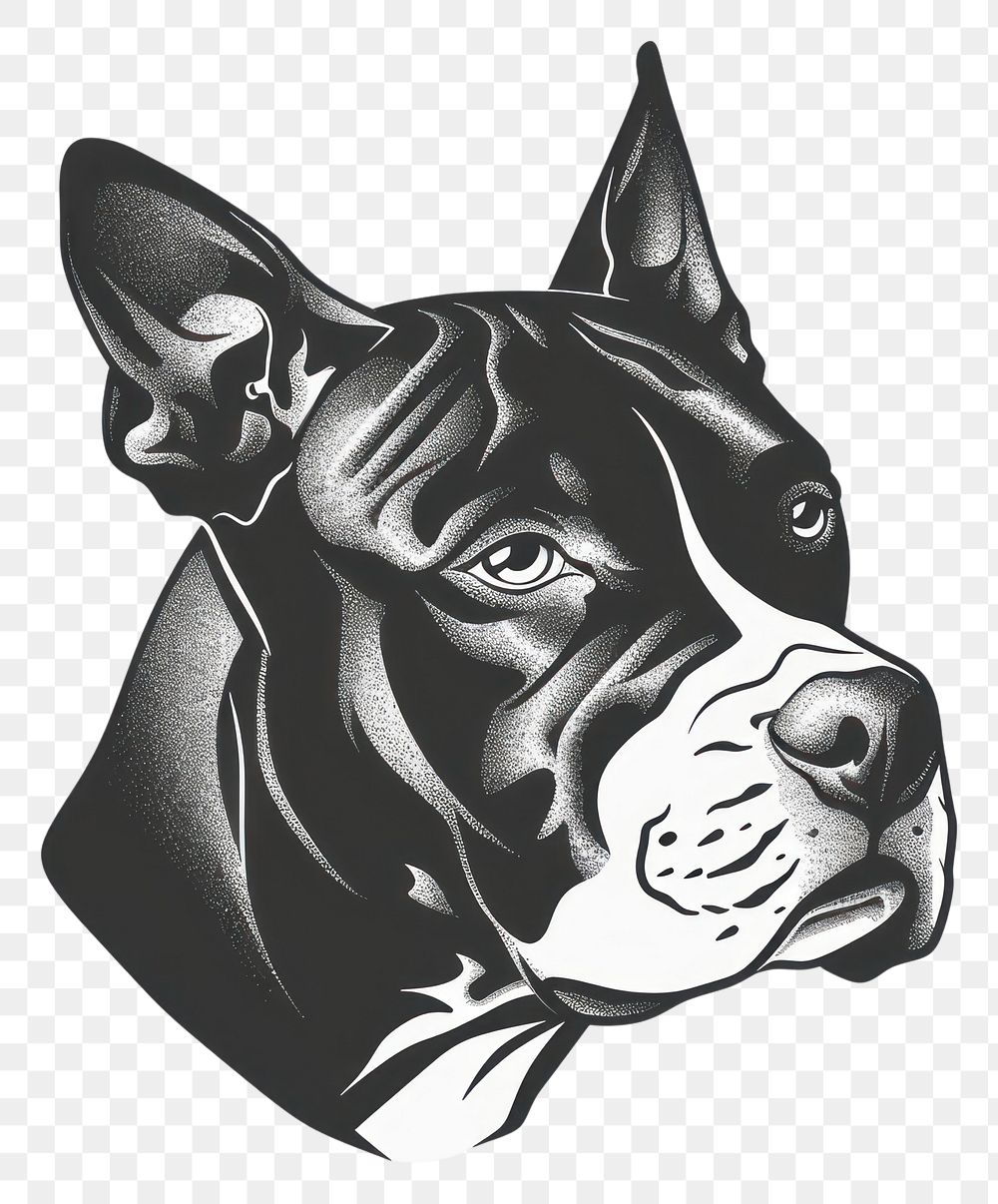 PNG Pitbull dog tattoo illustrated bulldog.