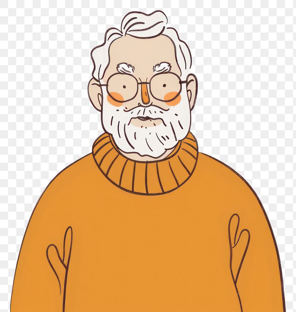 PNG Senior old person drawing face illustrated.