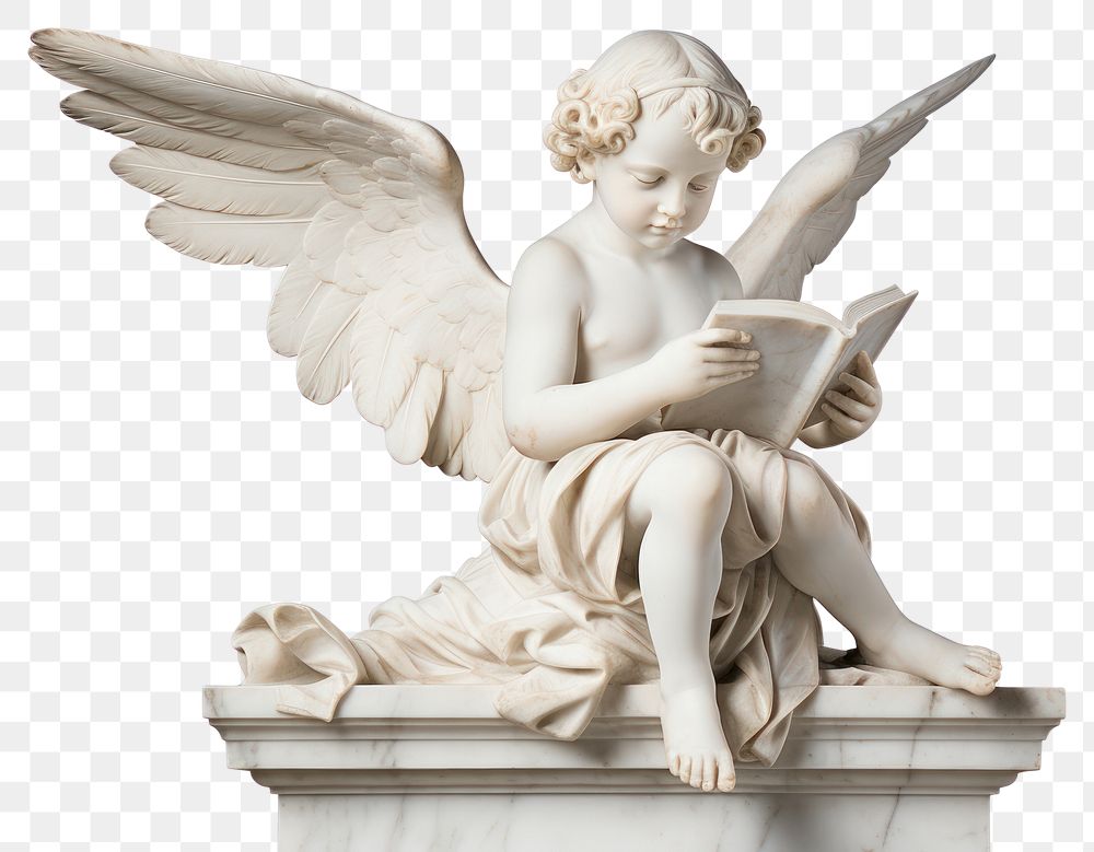 PNG Cupid Greek sculpture person reading archangel statue human.