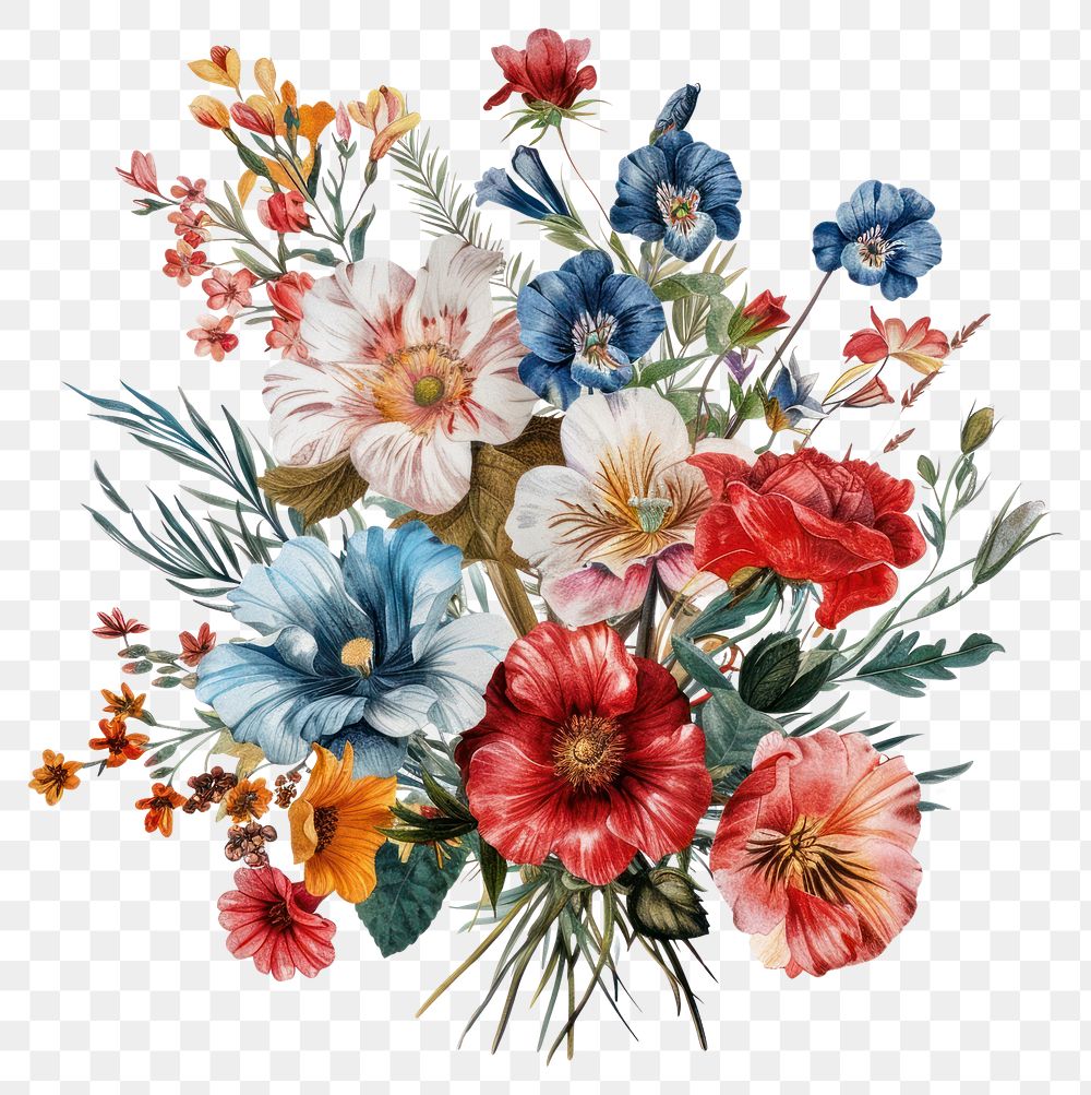 PNG Flower art embroidery graphics.