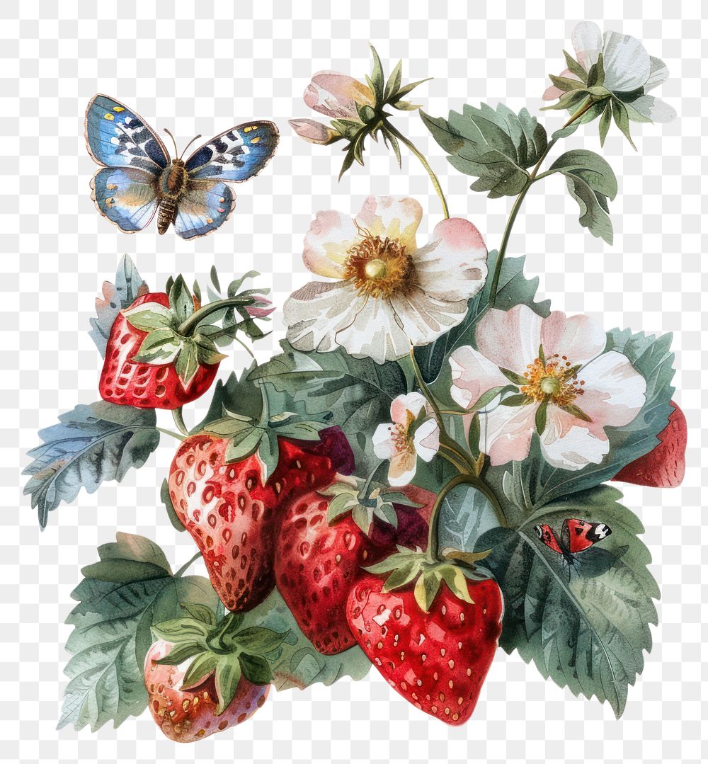 PNG Illustration strawberries watercolor strawberry art painting.