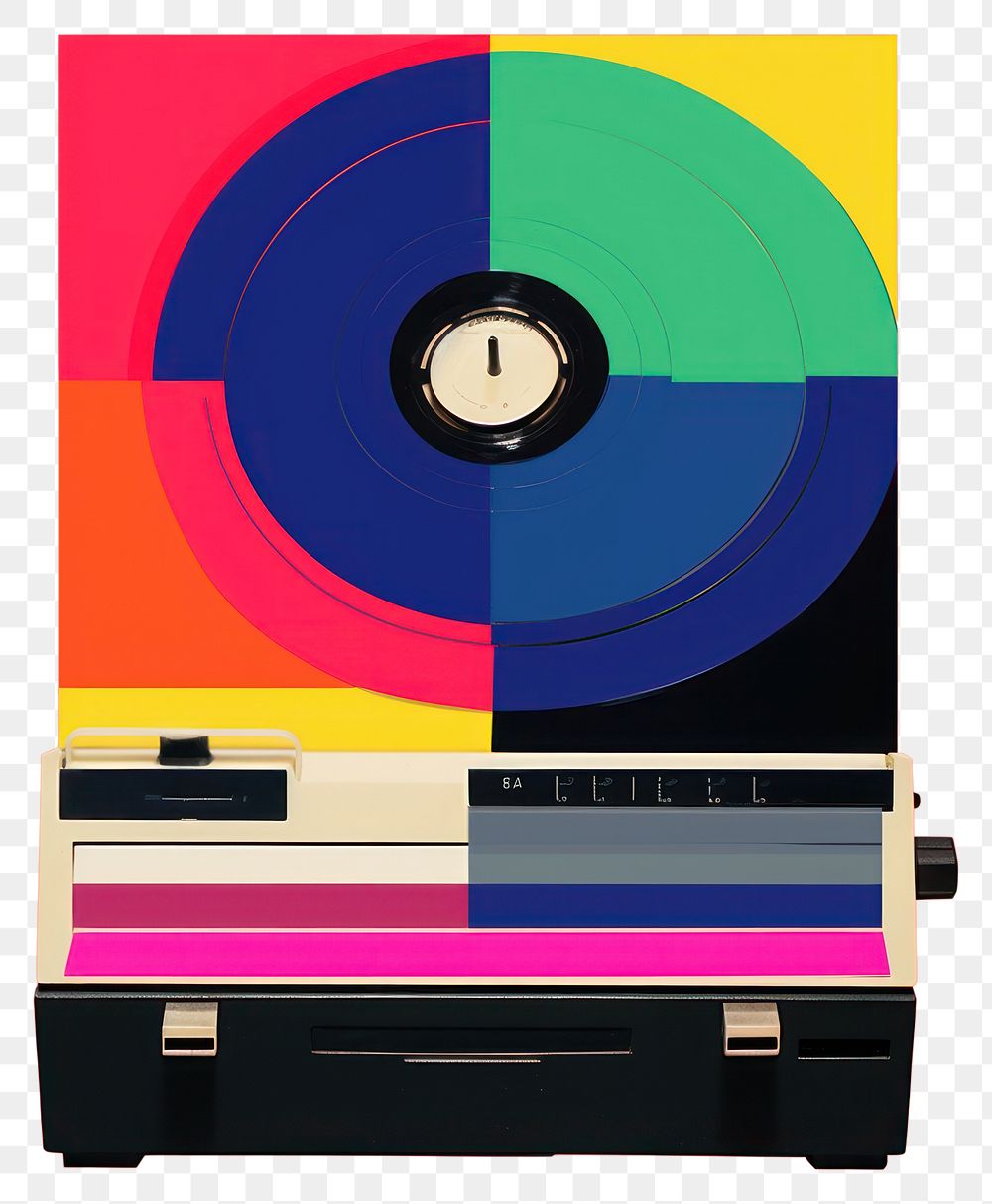 PNG Retro collage of music art electronics letterbox.