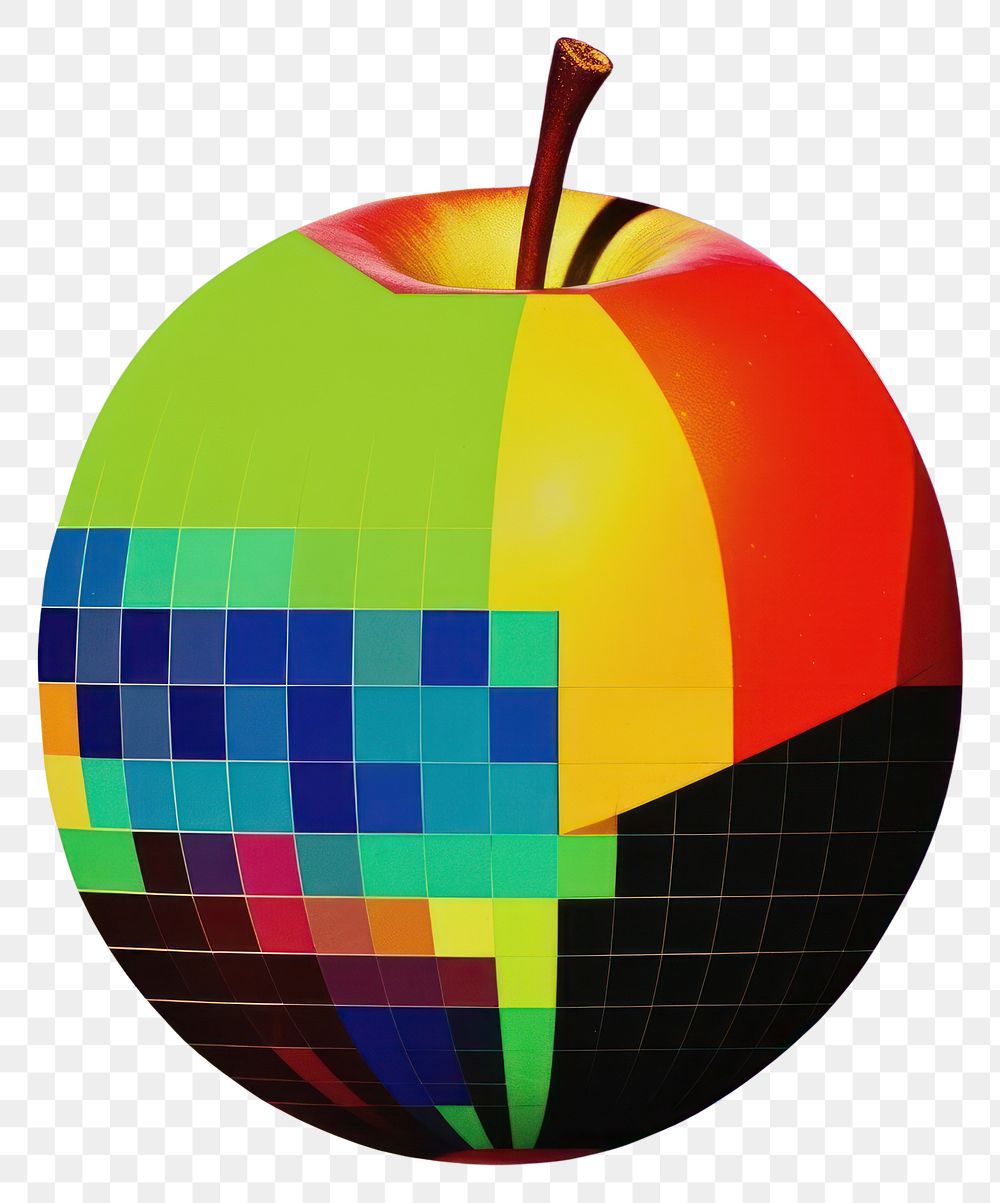 PNG Minimal retro collage of apple art produce fruit.