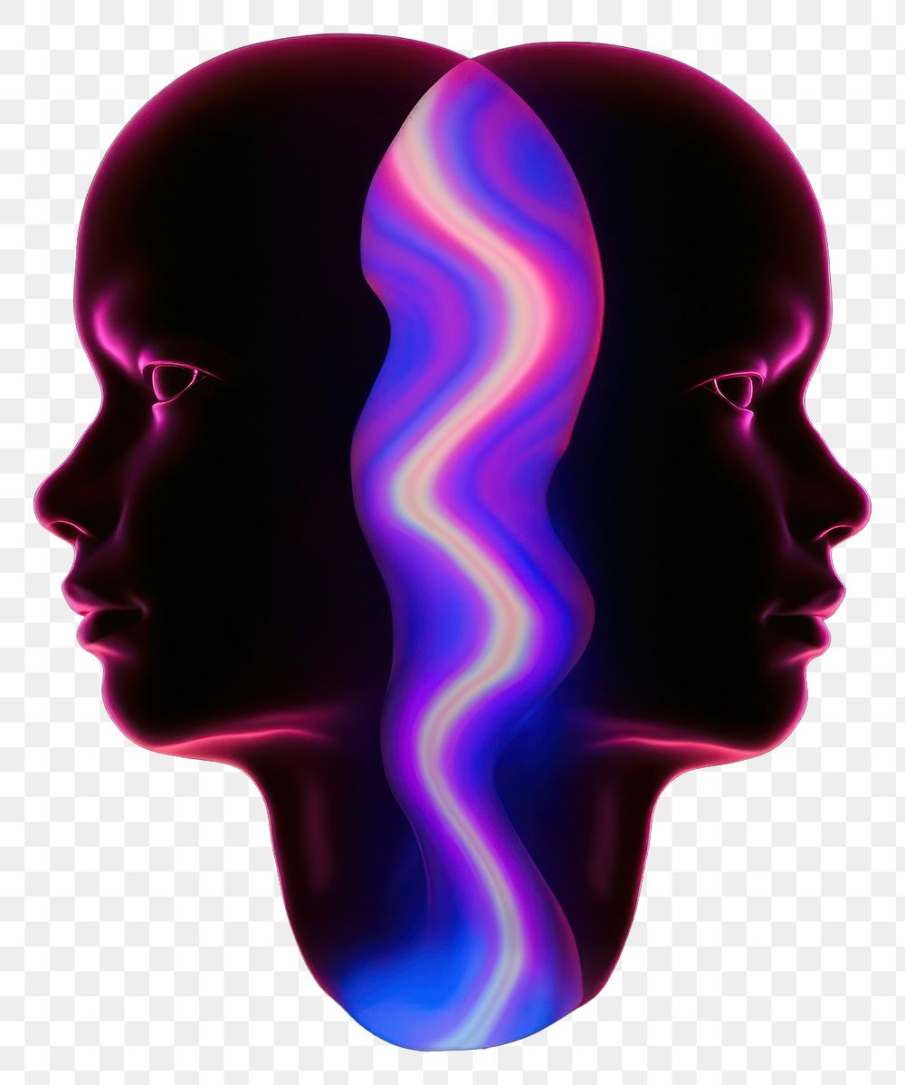 PNG Silhouette human head symmetrical purple female person.