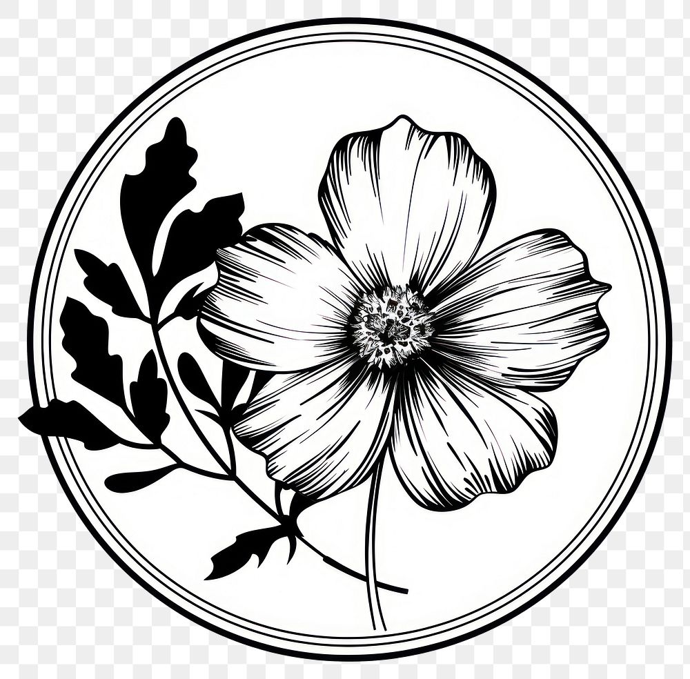 PNG Cosmos flower illustrated graphics drawing.