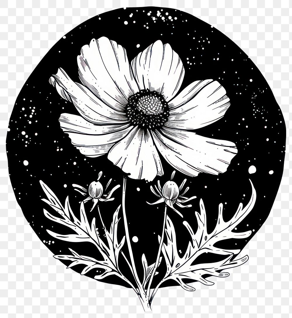 PNG Cosmos flower illustrated asteraceae astronomy.