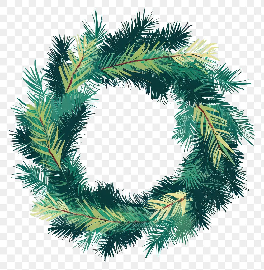 PNG Christmas wreath conifer plant green.