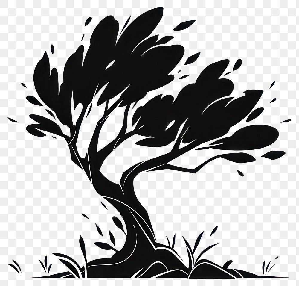 PNG Paperbark Tree illustrated silhouette stencil.
