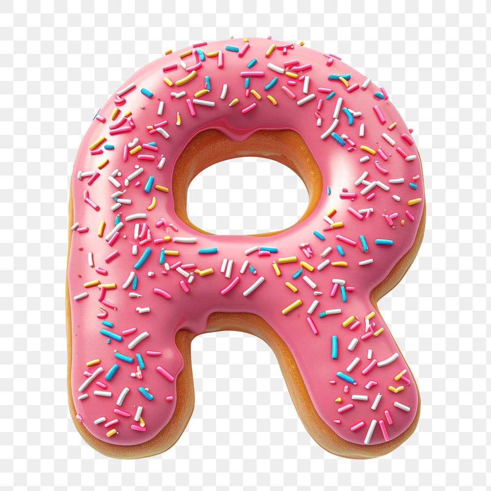 Letter R png 3D donut alphabet, transparent background