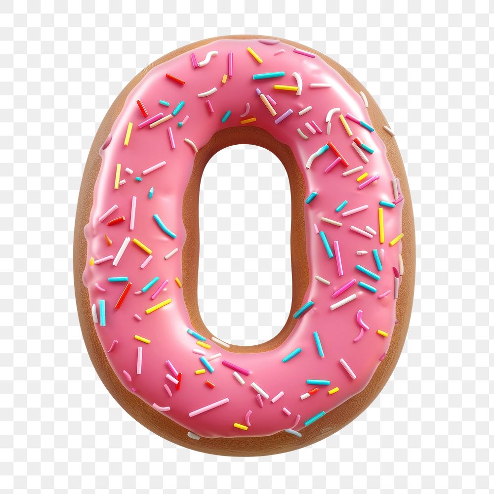 Number 0 png 3D donut alphabet, transparent background