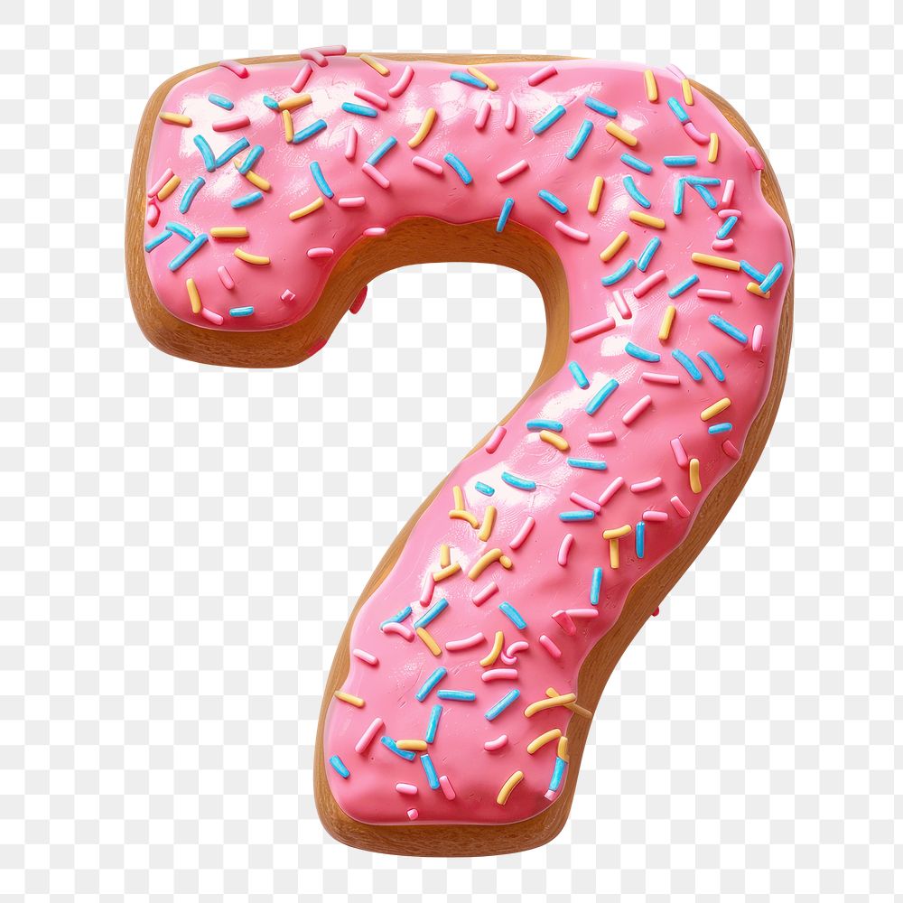 Number 7 png 3D donut alphabet, transparent background