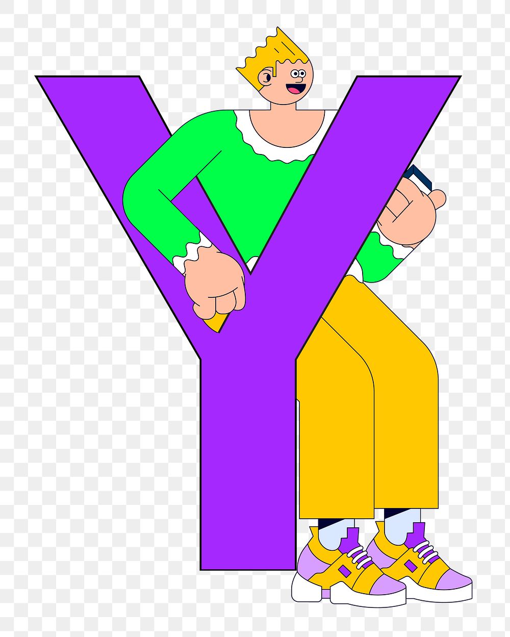 Letter Y png character font, transparent background