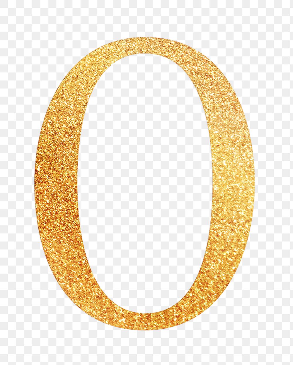 Number 0 png gold foil alphabet, transparent background