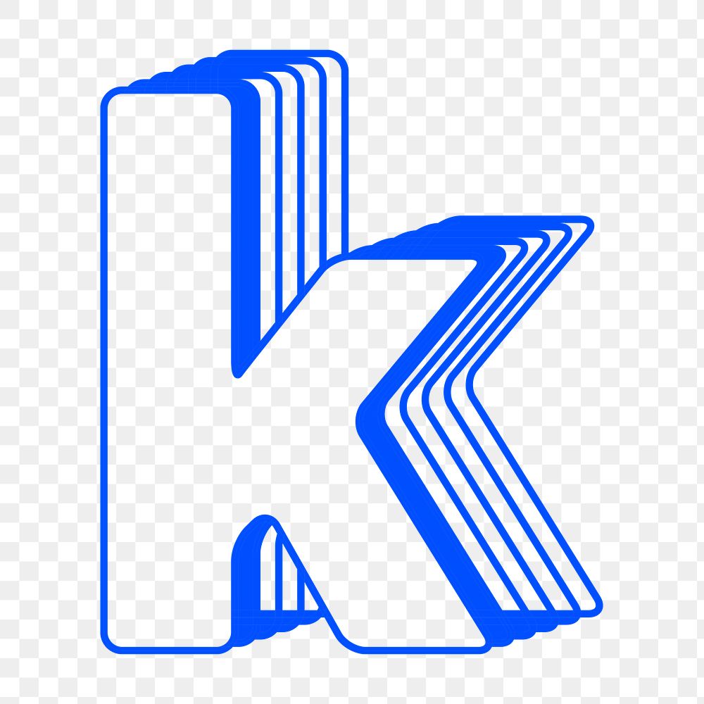 Letter k png line layer font, transparent background