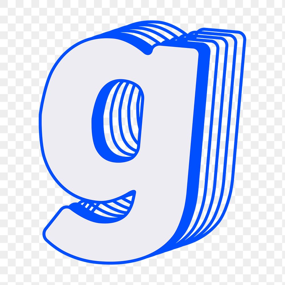 Letter g png line layer font, transparent background