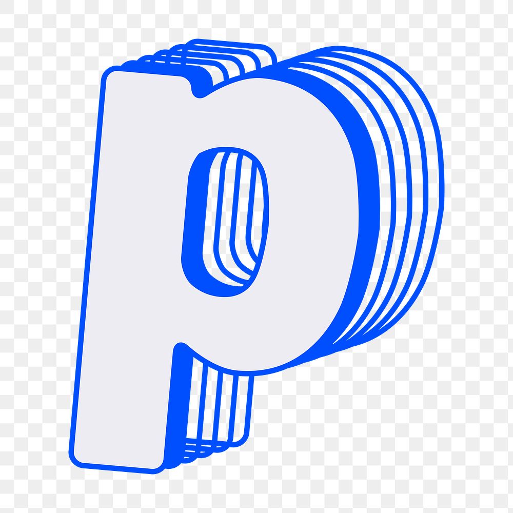 Letter p png line layer font, transparent background