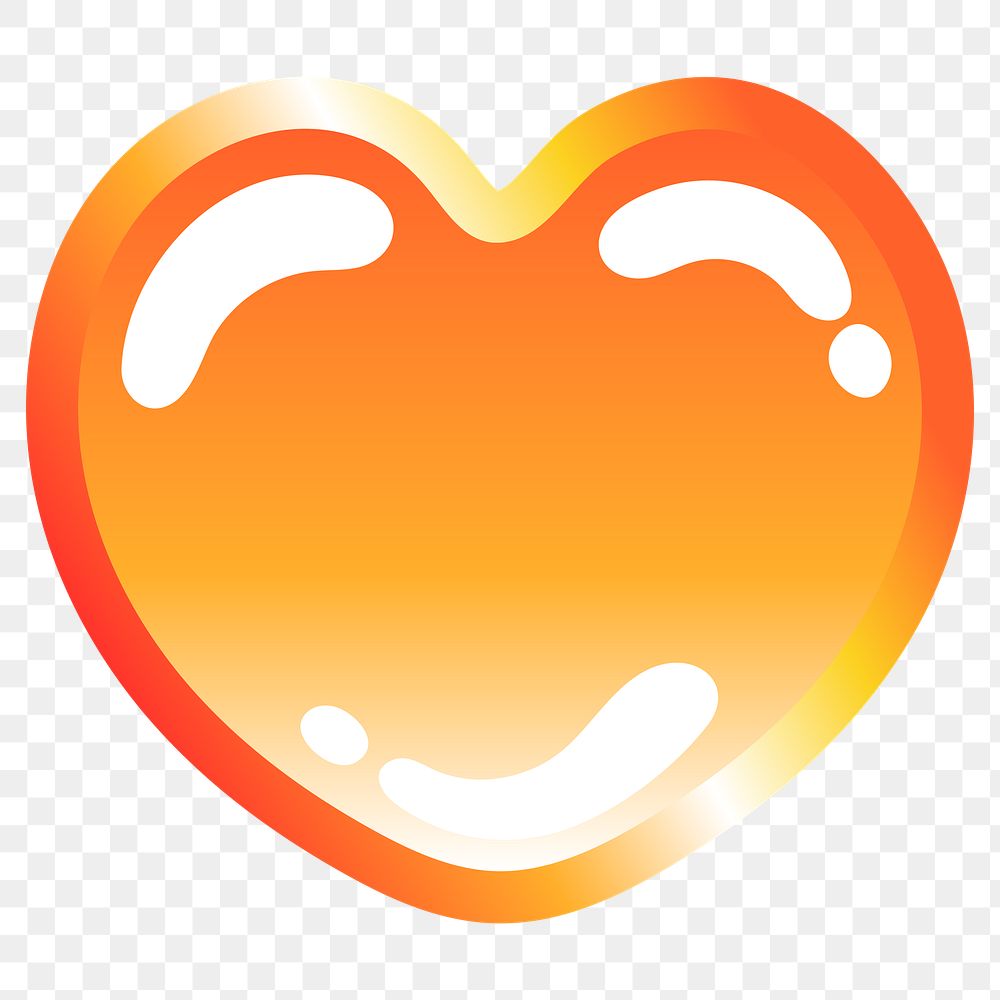Heart icon png cute funky orange shape, transparent background