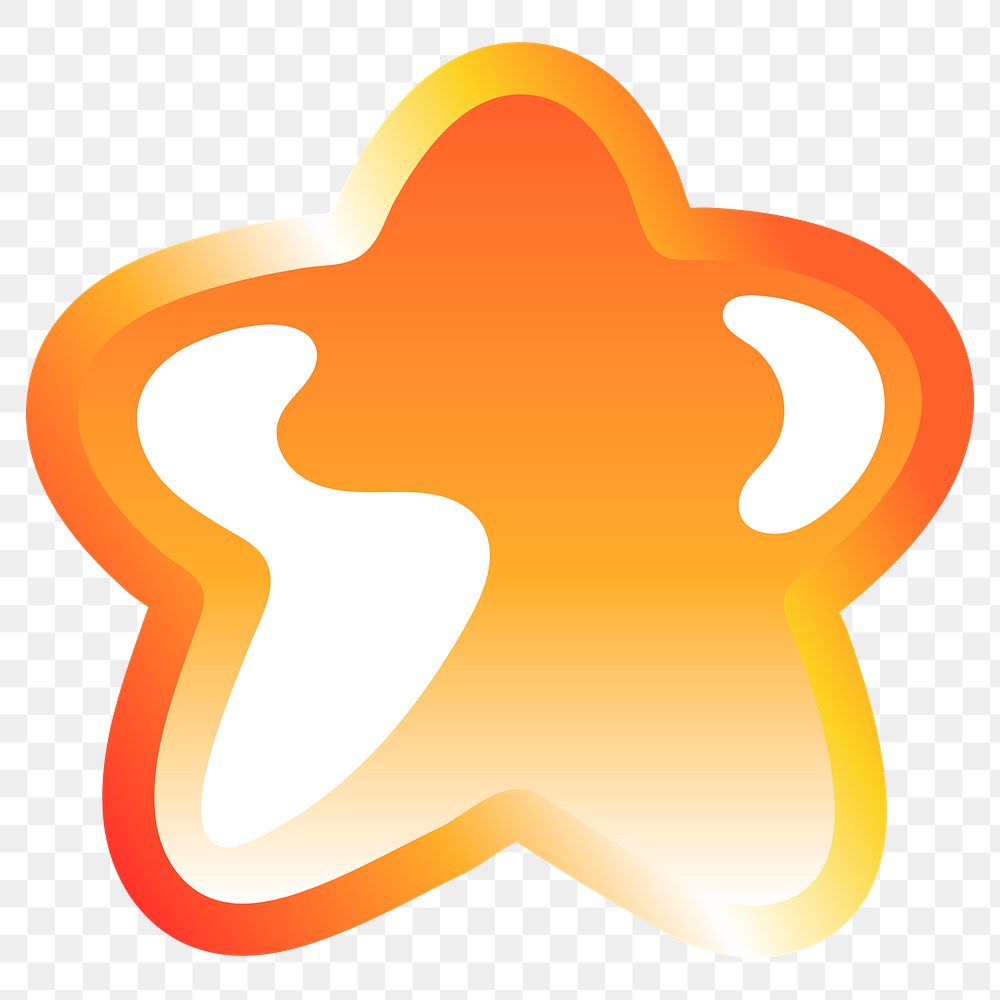 Star icon png cute funky orange shape, transparent background