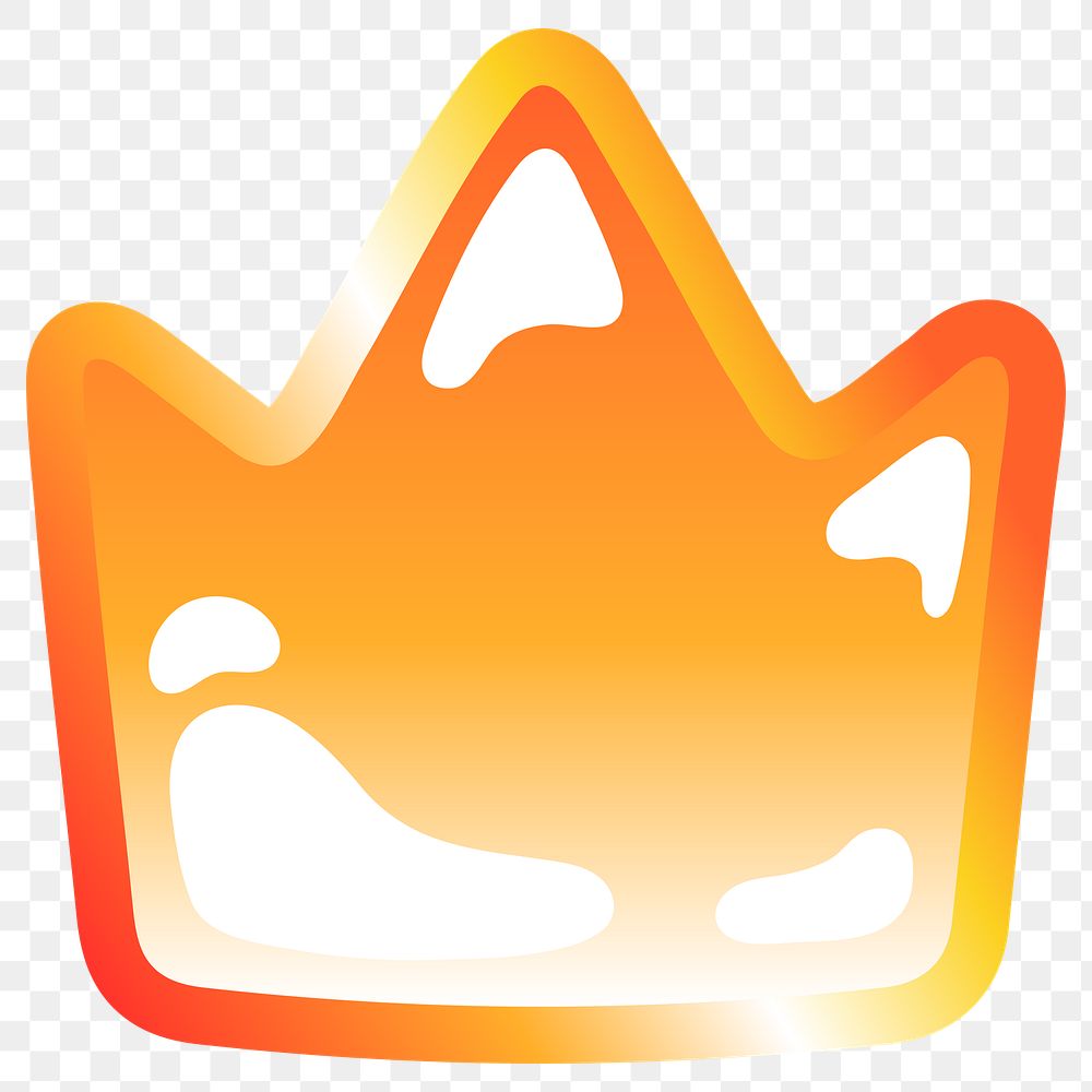 Crown icon png cute funky orange shape, transparent background